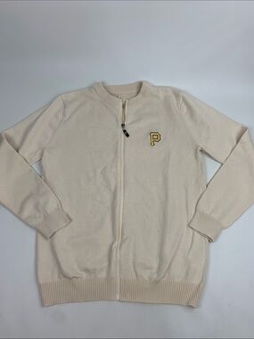 Pittsburgh Pirates PNC Cream Zip-Front Sweater with P Patch Size Small Unisex